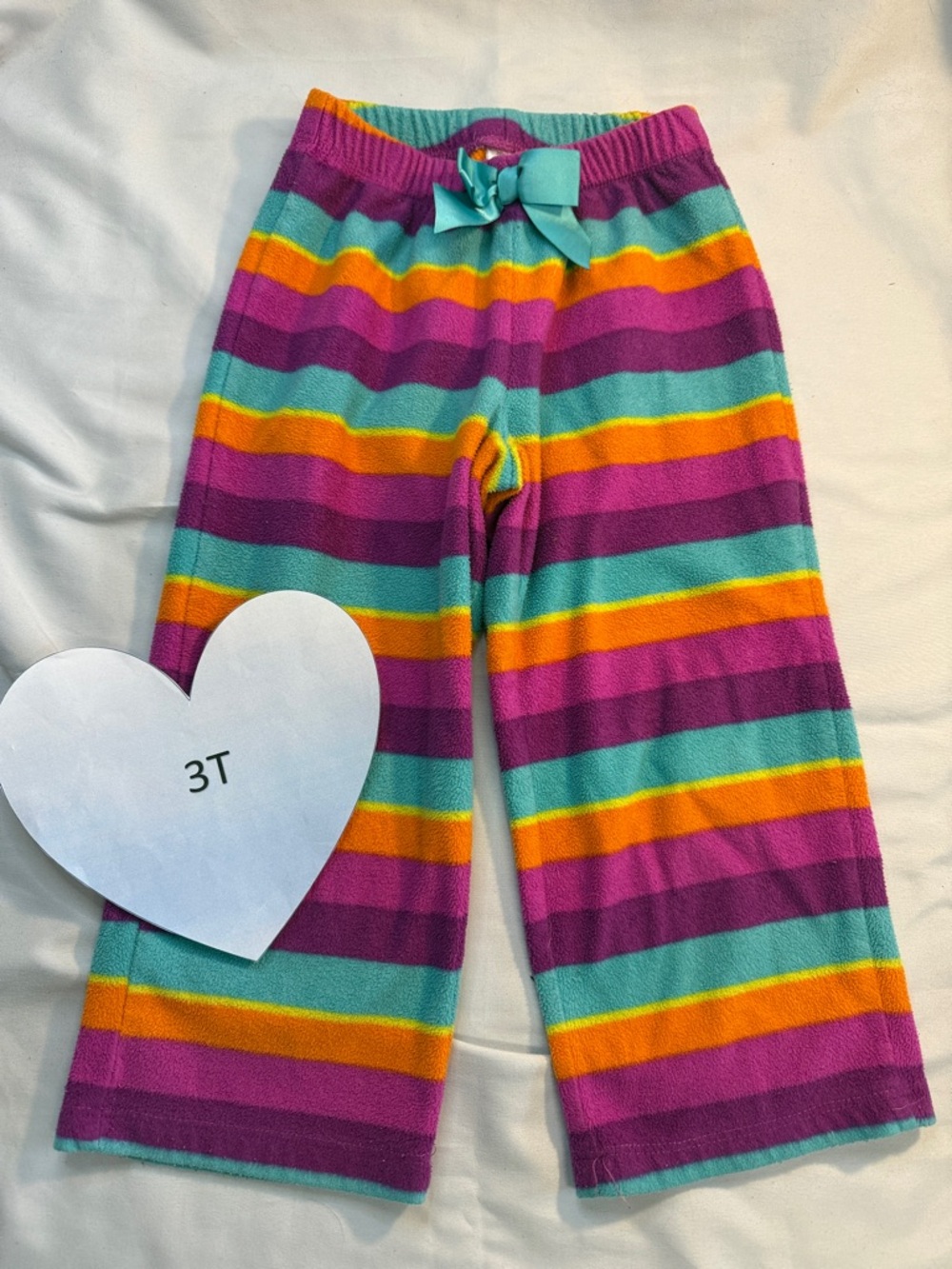 Disney - 3T - Colourful Striped Kids Fleece Pajama Pants
